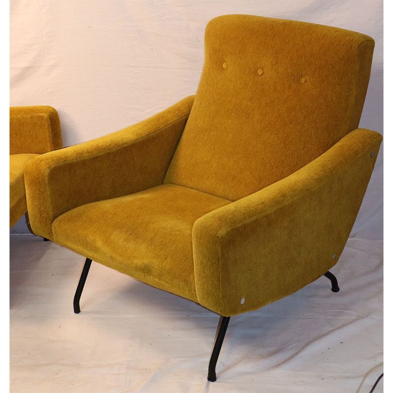 Pair of vintage armchairs by Joseph André Motte from Steiner 1950