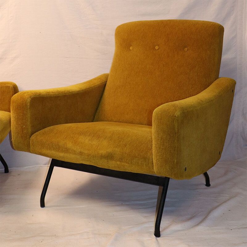 Pair of vintage armchairs by Joseph André Motte from Steiner 1950