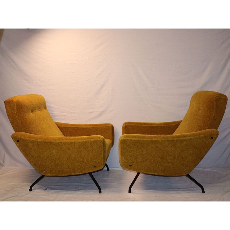 Pair of vintage armchairs by Joseph André Motte from Steiner 1950