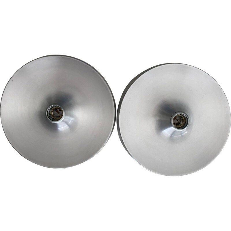 Pair of vintage sconces in brushed aluminium for Charlotte Perriand 1960