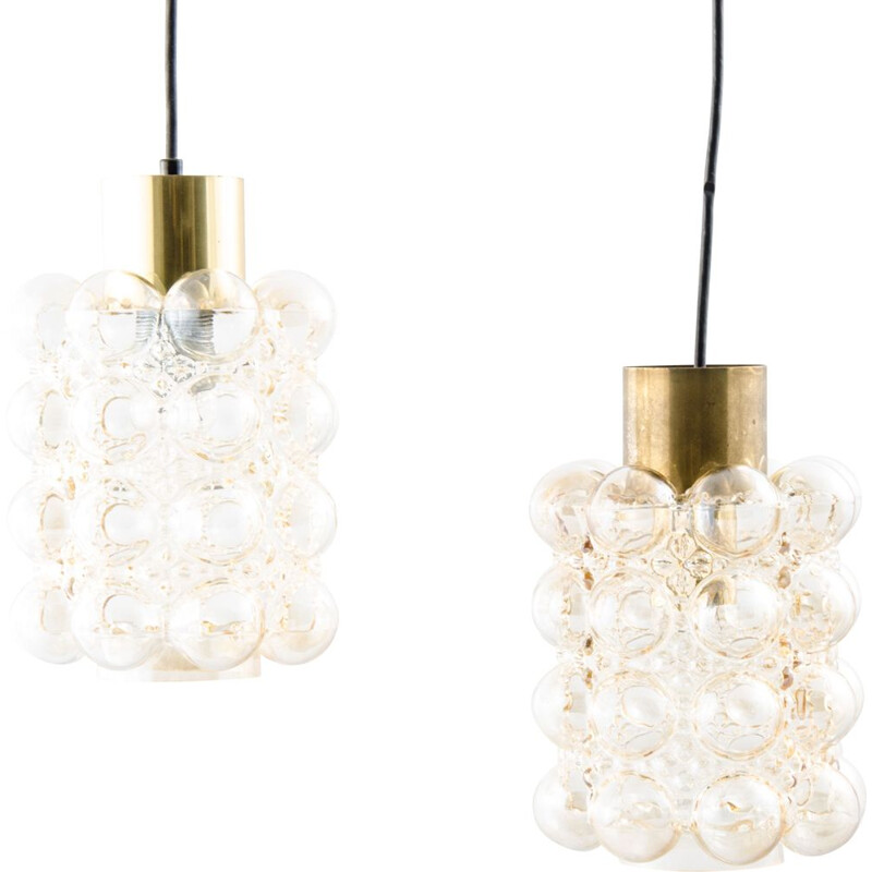 Pair of vintage bubble glass ceiling light, Helena Tynell and Heinrich Gantenbrink 1960s