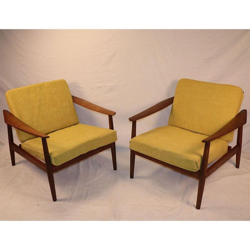 Pair of Arne Vodder vintage armchairs model 164 for France & Scandinavian Son 1960