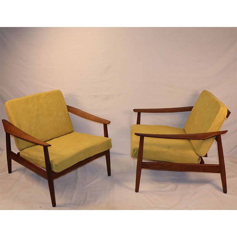 Pair of Arne Vodder vintage armchairs model 164 for France & Scandinavian Son 1960