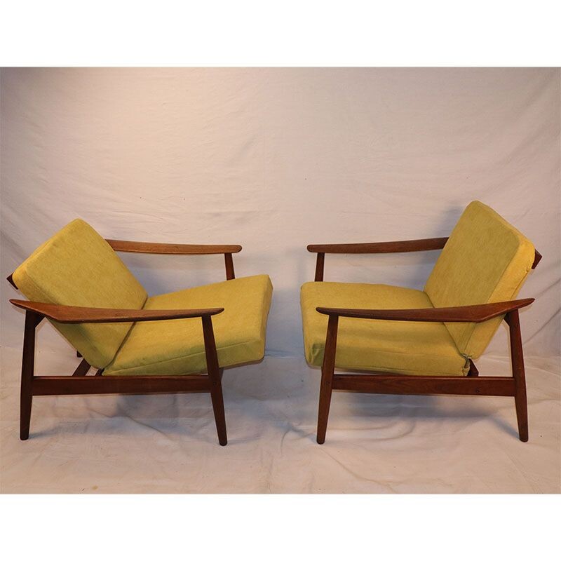 Pair of Arne Vodder vintage armchairs model 164 for France & Scandinavian Son 1960