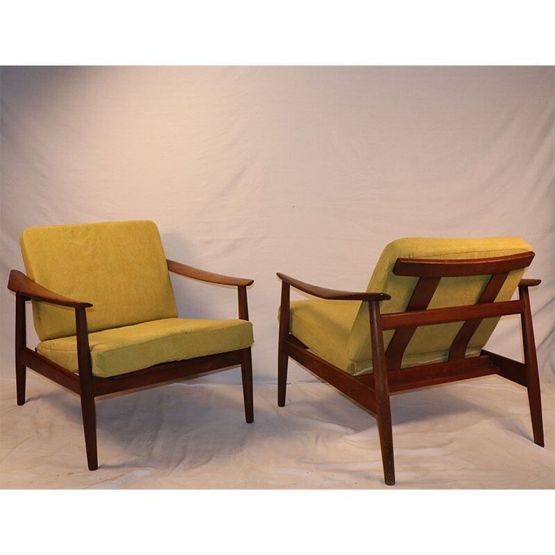 Pair of Arne Vodder vintage armchairs model 164 for France & Scandinavian Son 1960