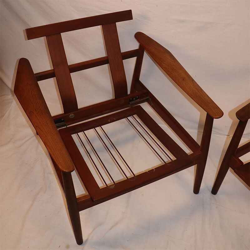 Pair of Arne Vodder vintage armchairs model 164 for France & Scandinavian Son 1960