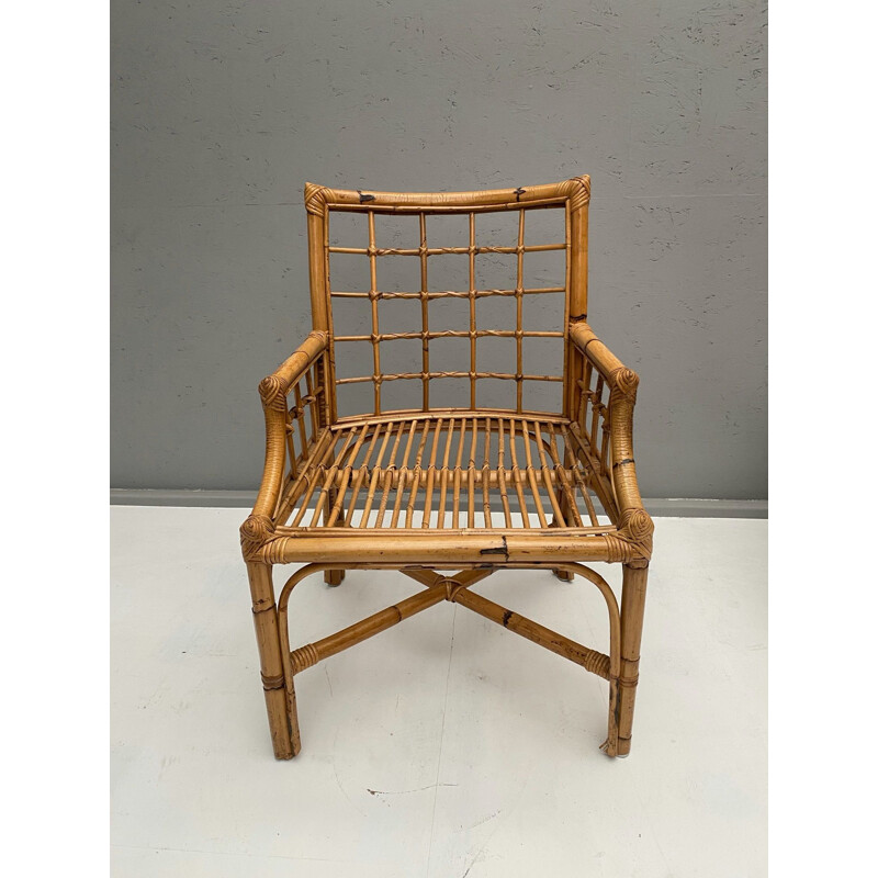 Set of 6 Vintage Rattan Chairs 