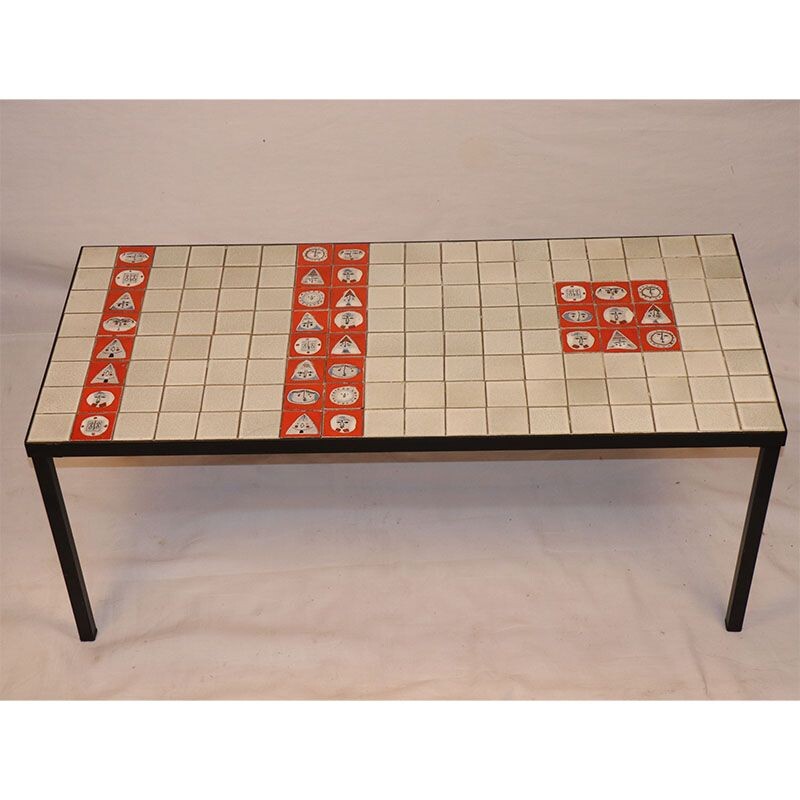 Vintage ceramic coffee table Roger Capron 1950