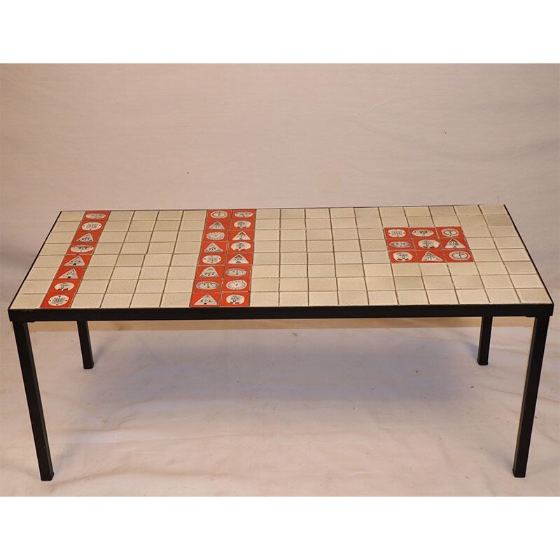 Vintage ceramic coffee table Roger Capron 1950