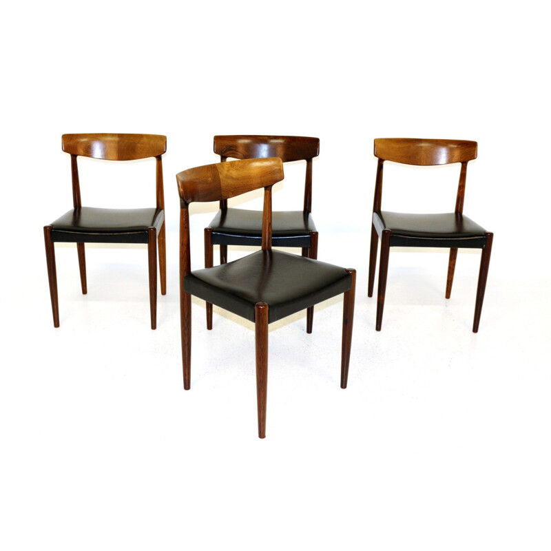 Set of 4 vintage chairs Knud Faerch, Slagelse Møbelfabrik, Denmark, 1960