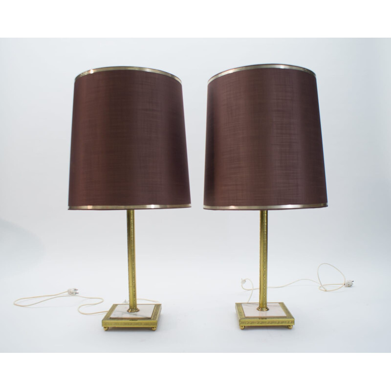 Ein Paar Vintage-Tischlampen aus Messing und Marmor, 1960