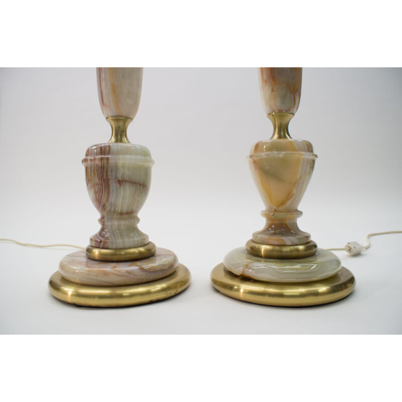 Pair of vintage brass and onyx table lamps, 1960