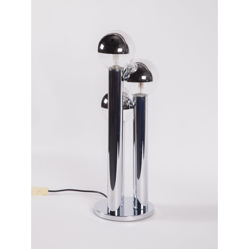 Vintage Chromed Metal Table Lamp by Gaetano Sciolari, 1970s 