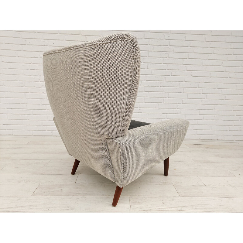 Vintage Danish armchair in wool and leather 1970