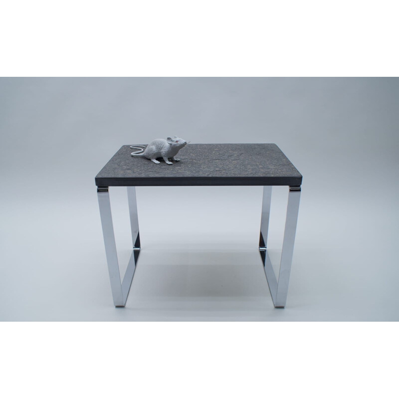 Vintage slate and chrome side table from Draenert, Germany 1960