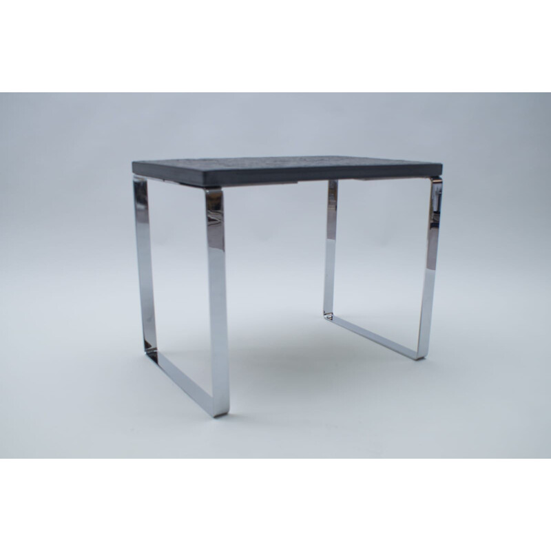 Vintage slate and chrome side table from Draenert, Germany 1960