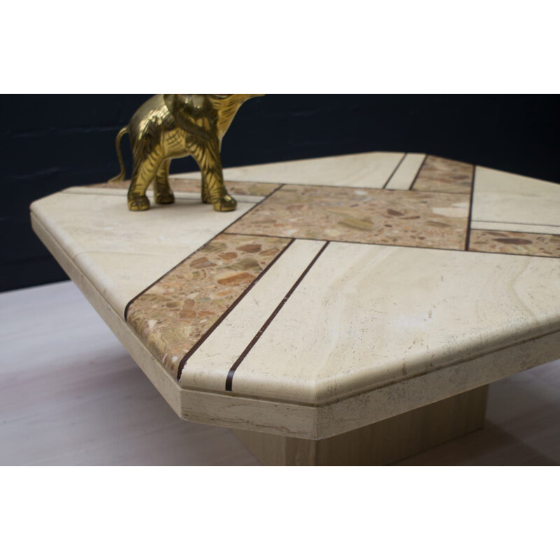 Vintage Rectangular Travertine Coffee Table, Italian 1960s