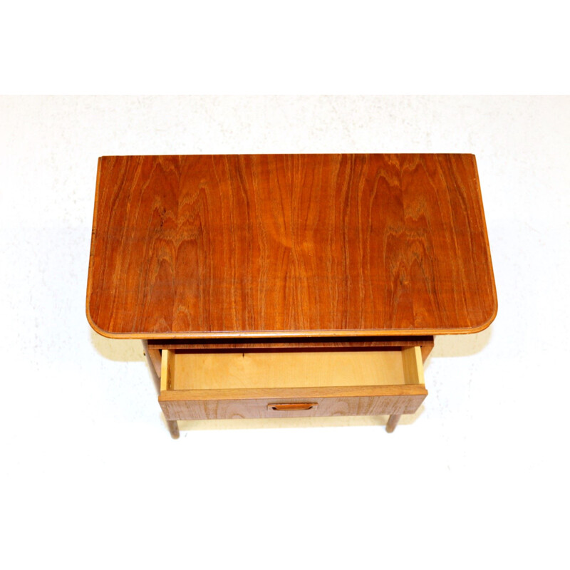 Vintage teak and beech bedside table, Sweden 1960