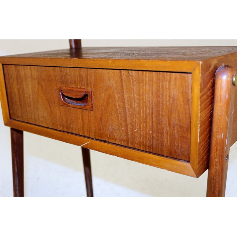 Vintage teak and beech bedside table, Sweden 1960