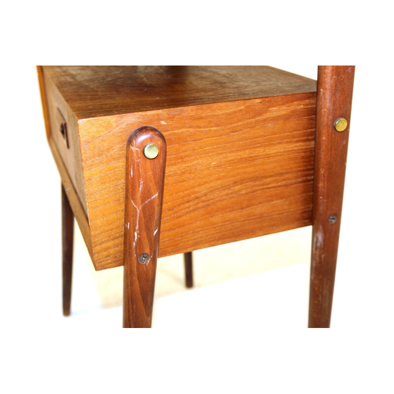 Vintage teak and beech bedside table, Sweden 1960