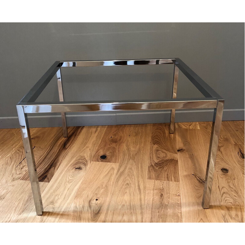 Mid century modern square glass coffee table, Florence KNOLL - 1950s