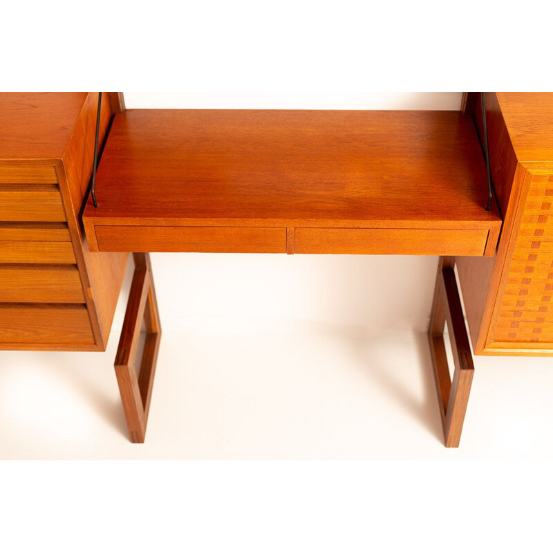 Vintage free-standing teak wall unit by Poul Cadovius for Cado Denmark, 1950s