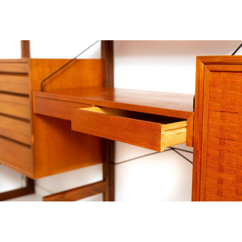 Vintage free-standing teak wall unit by Poul Cadovius for Cado Denmark, 1950s