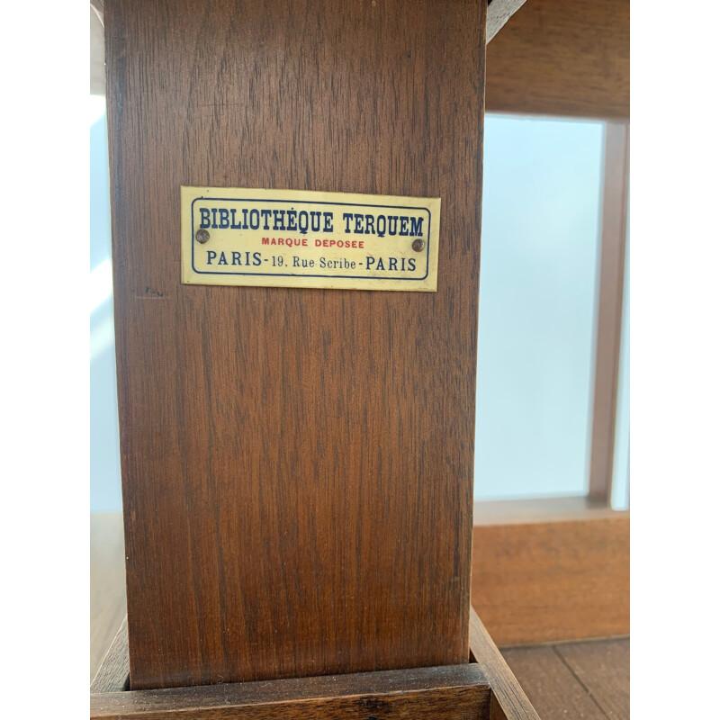Vintage bookcase Terquem walnut rotating 1900