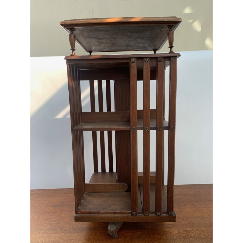 Vintage bookcase Terquem walnut rotating 1900