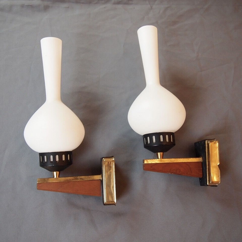 Pair of vintage opaline sconces, 1950