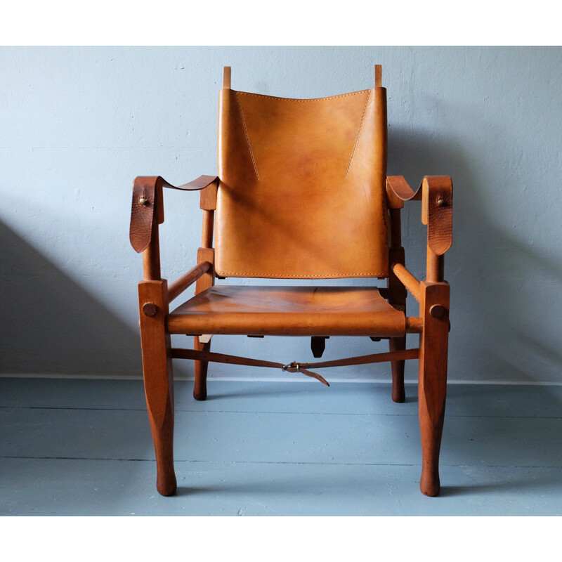 Wohnbedarf "Safari" armchair in ash and leather, Wilhelm KIENZLE - 1950s