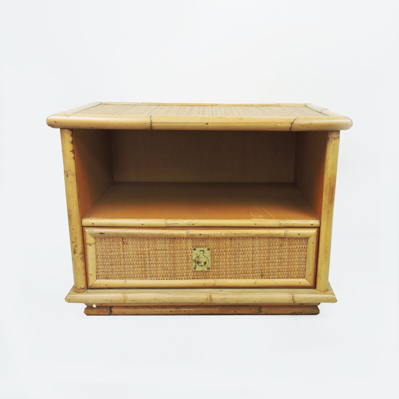 Enfilade d'appoint vintage en bambou et osier et rotin de Dal Vera, Italie 1960