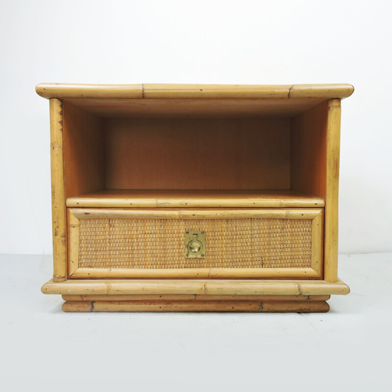 Bambu e vime Vintage sideboard e rattan de Dal Vera, Itália 1960