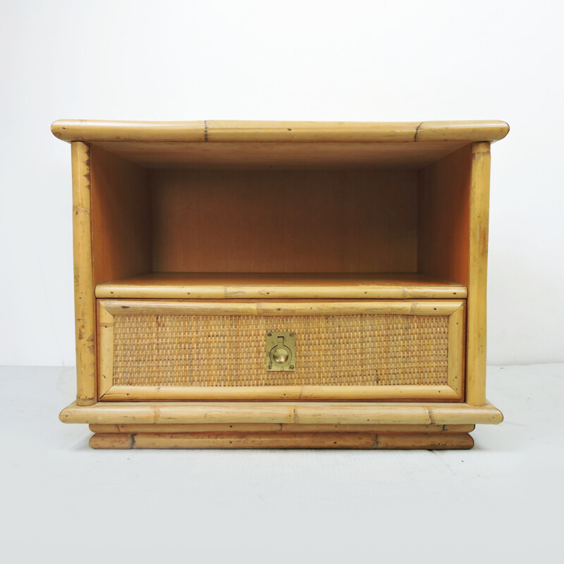 Vintage Dal Vera Bamboo and Wicker & Rattan Side Cabinet, Italy, 1960s