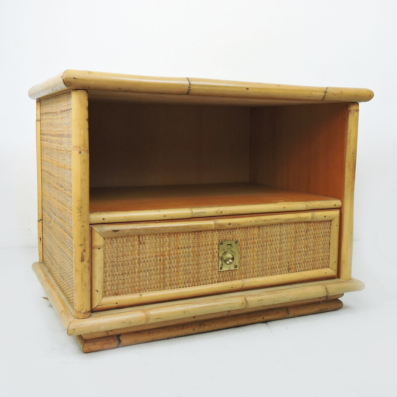 Vintage Dal Vera Bamboo and Wicker & Rattan Side Cabinet, Italy, 1960s