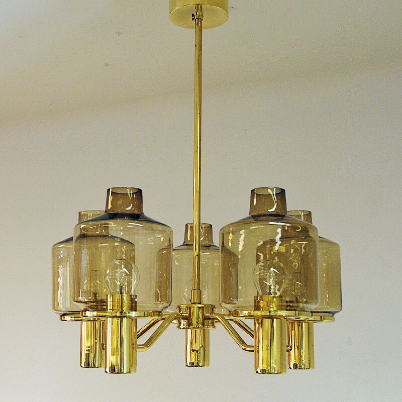 Vintage Brass ceiling lamp mod T507 by Hans Agne Jakobsson, Sweden 1960s