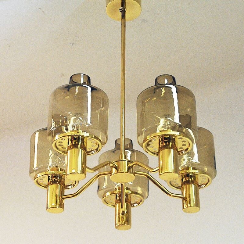 Vintage Brass ceiling lamp mod T507 by Hans Agne Jakobsson, Sweden 1960s