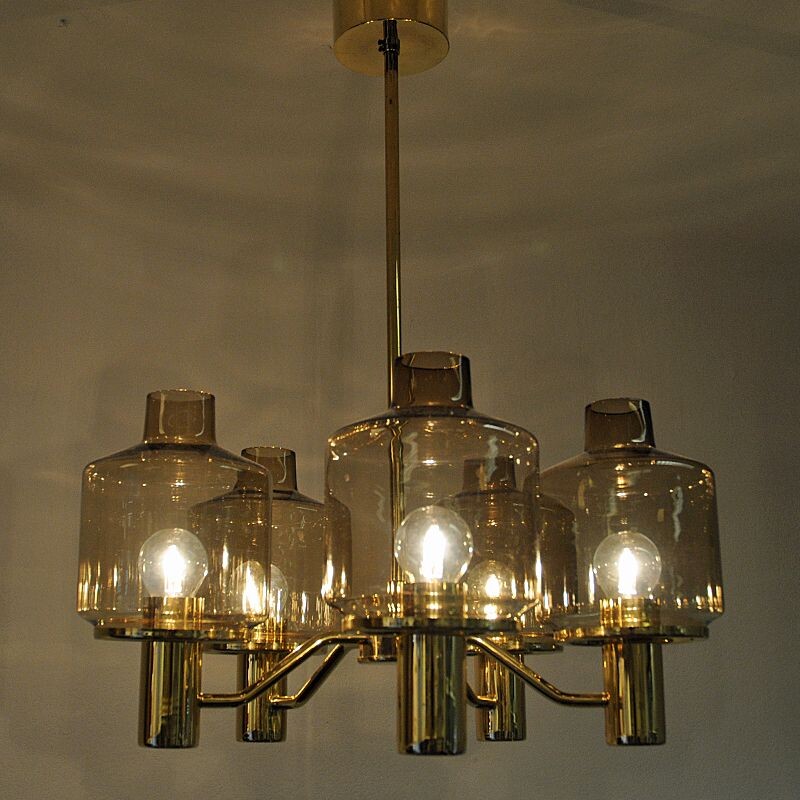 Vintage Brass ceiling lamp mod T507 by Hans Agne Jakobsson, Sweden 1960s