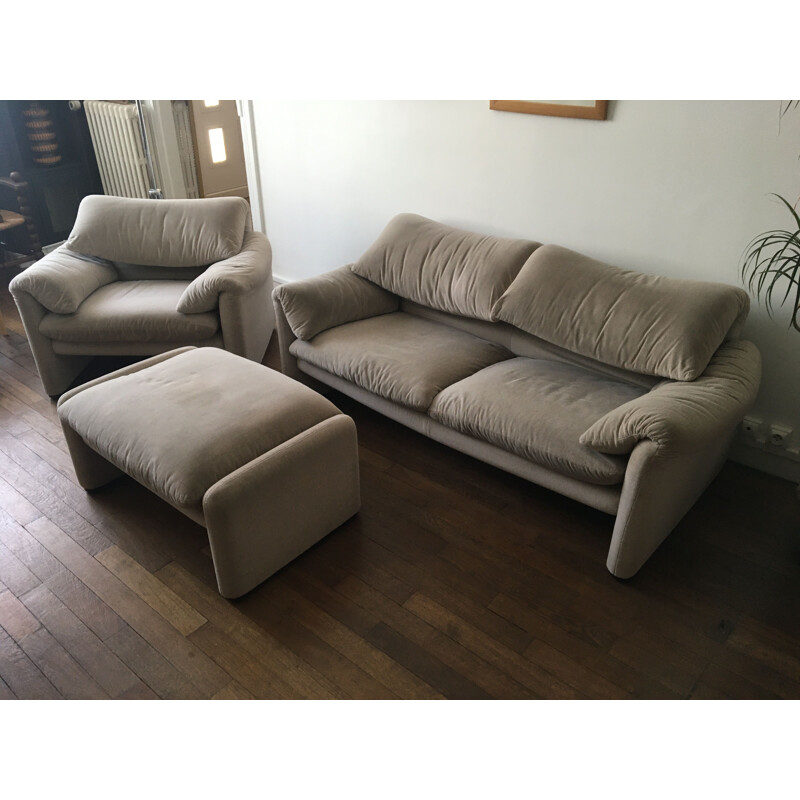 Vintage living room set Maralunga by Vico Magistretti for Cassina 1973