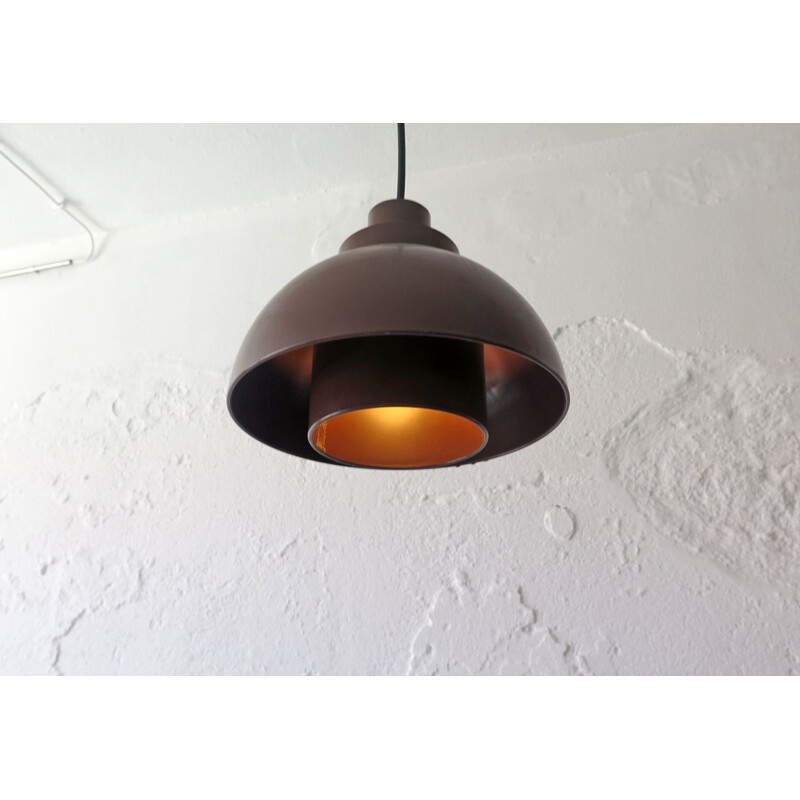 Vintage brown pendant lamp by Norkisk Danish 1960