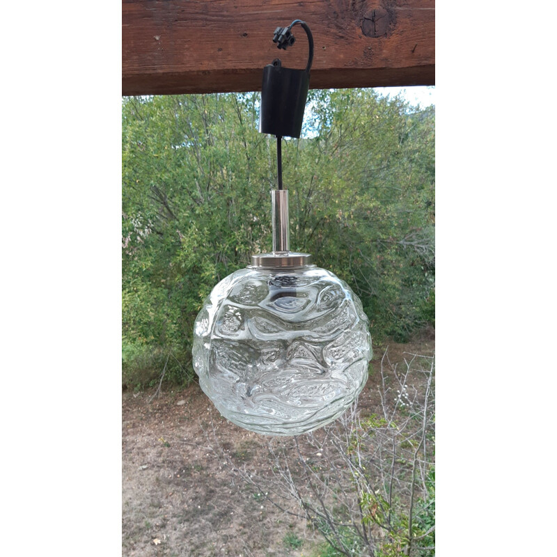 Suspension vintage boule verre 1970