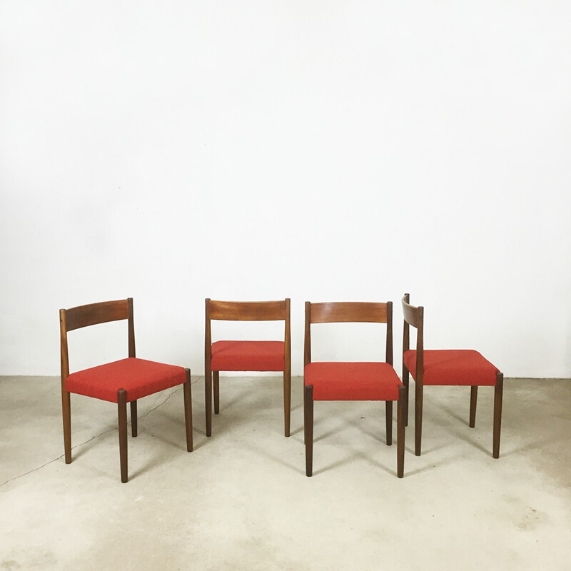 Set of 4 Frem Rojle walnut dining chairs, Poul VOLTHER - 1960s