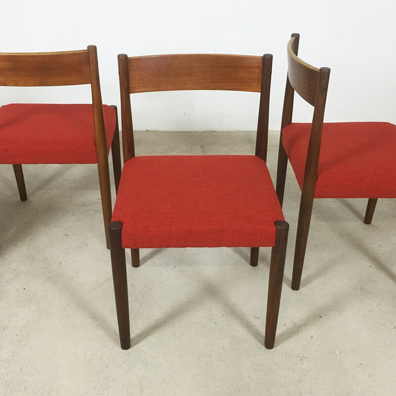 Set of 4 Frem Rojle walnut dining chairs, Poul VOLTHER - 1960s