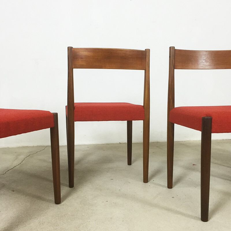 Suite de 4 chaises à repas Frem Rojle vintage scandinaves, Poul VOLTHER - 1960