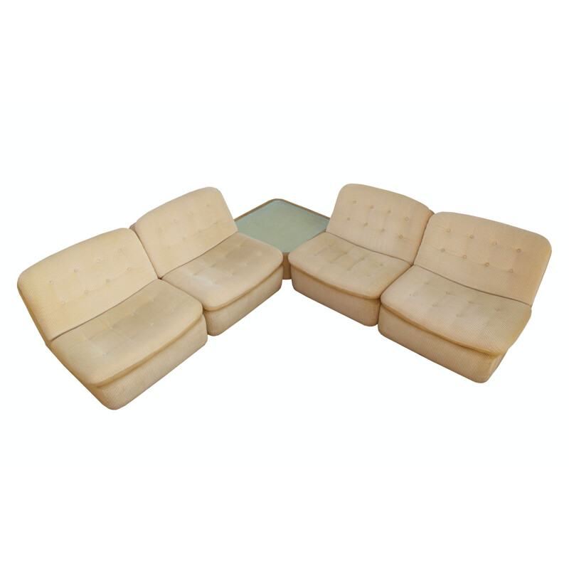 Vintage Beige Armchair Set 1970