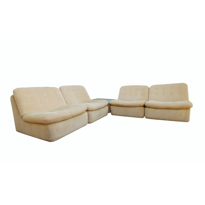 Vintage Beige Armchair Set 1970