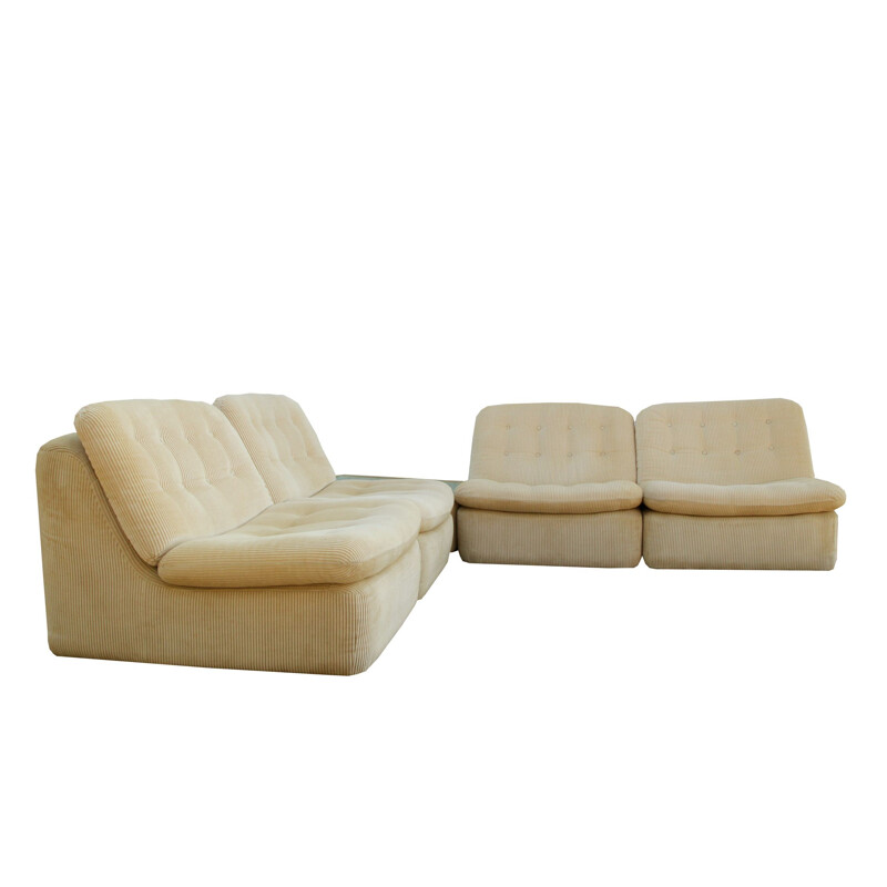 Vintage Beige Armchair Set 1970