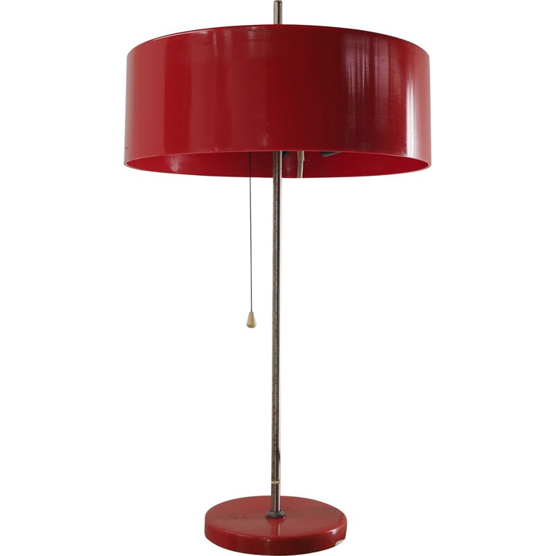 Vintage red plastic table lamp, 1970