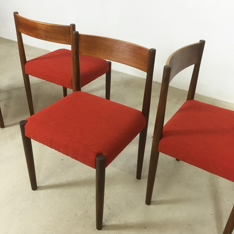 Set of 4 Frem Rojle walnut dining chairs, Poul VOLTHER - 1960s