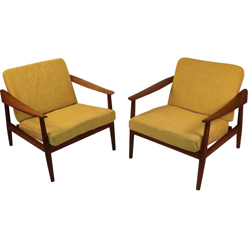 Pair of Arne Vodder vintage armchairs model 164 for France & Scandinavian Son 1960